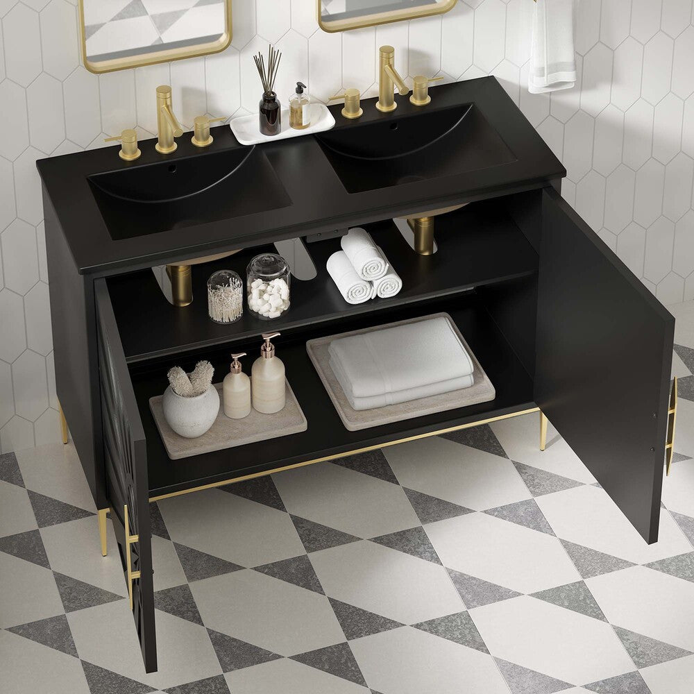 EEI-6307-BLK-BLK Awaken 48" Double Sink Bathroom Vanity by Modway