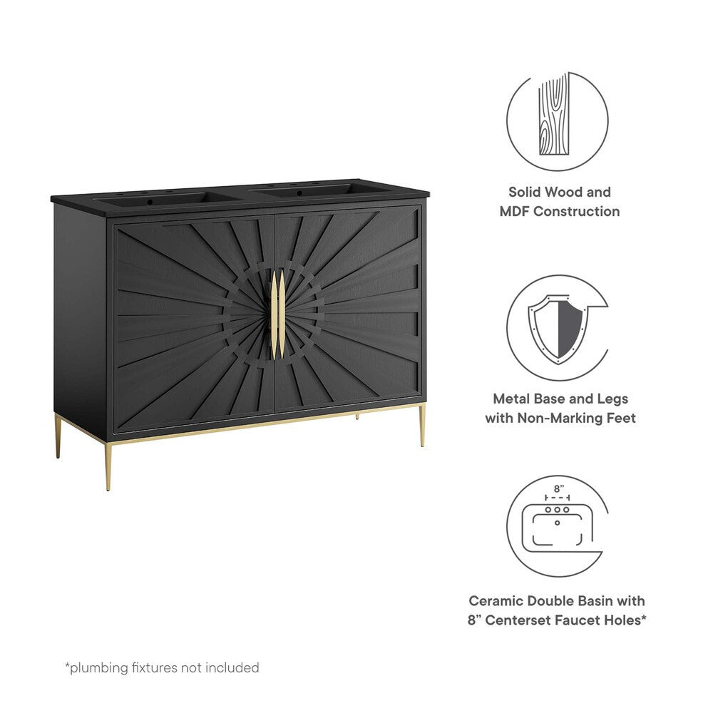 EEI-6307-BLK-BLK Awaken 48" Double Sink Bathroom Vanity by Modway