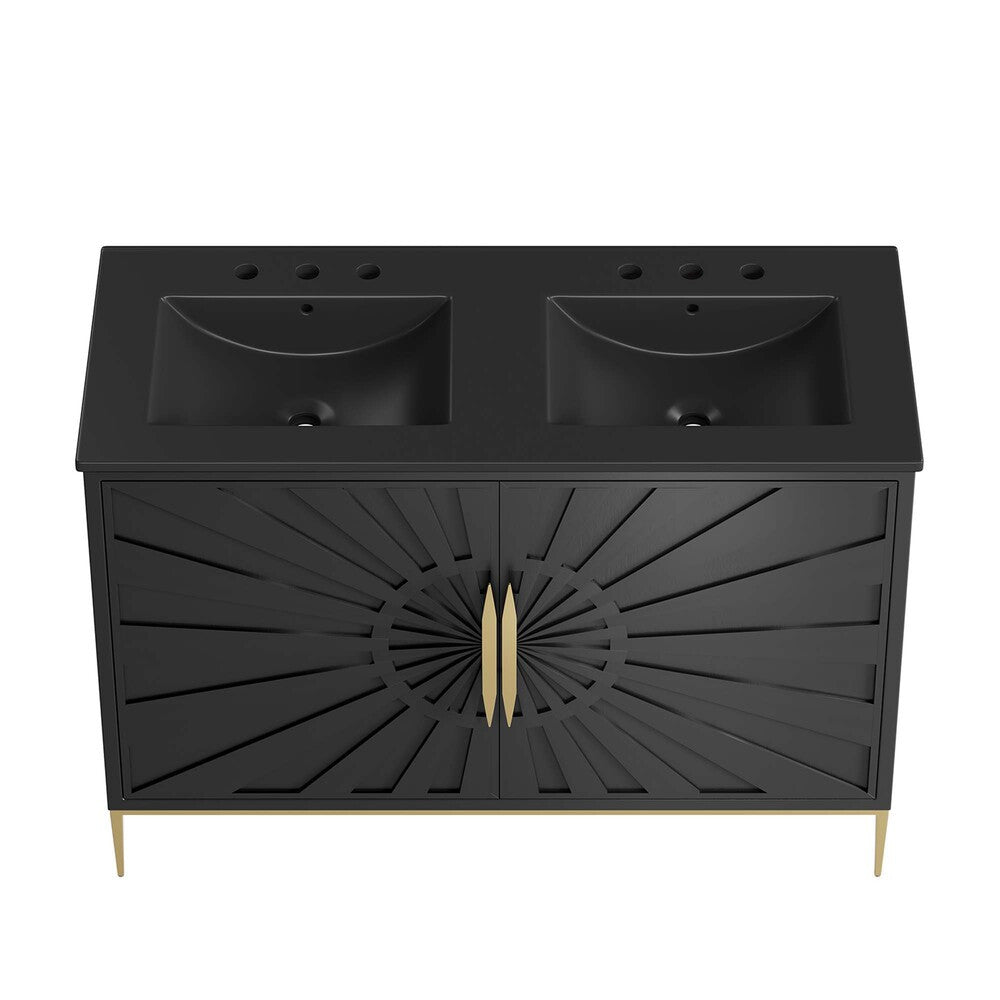 EEI-6307-BLK-BLK Awaken 48" Double Sink Bathroom Vanity by Modway