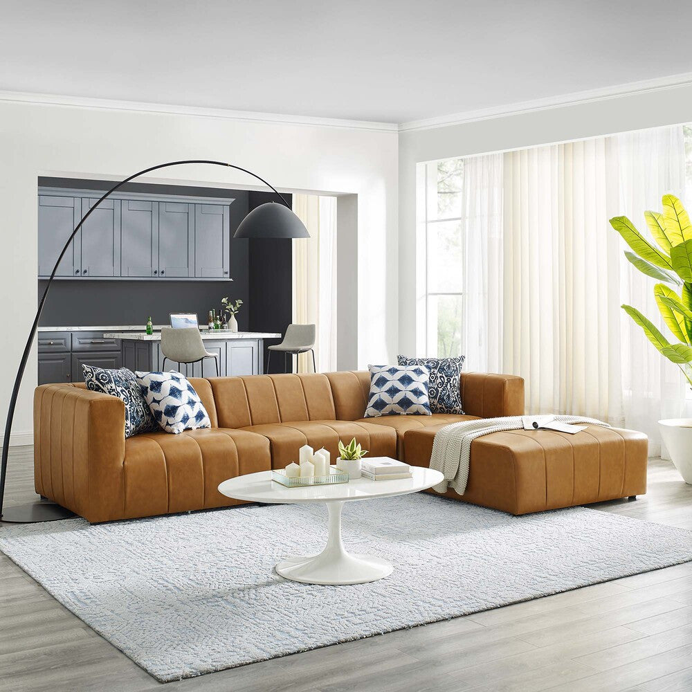 EEI-4517-TAN Bartlett 4-Piece Vegan Leather Sectional Sofa by Modway
