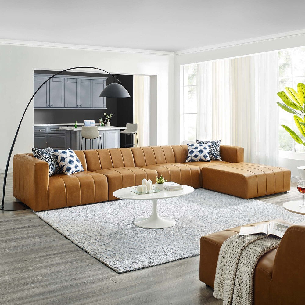 EEI-4521-TAN Bartlett 5-Piece Vegan Leather Sectional Sofa by Modway