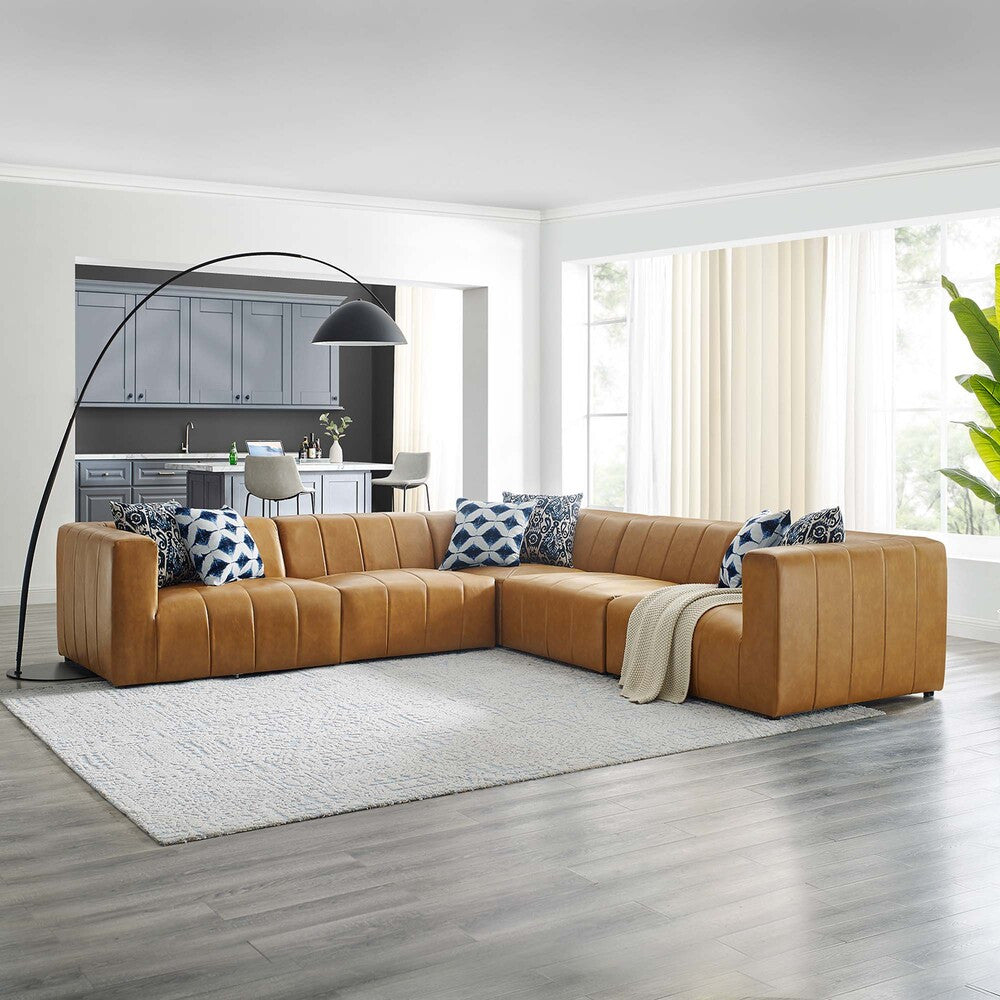 EEI-4532-TAN Bartlett 5-Piece Vegan Leather Sectional Sofa by Modway