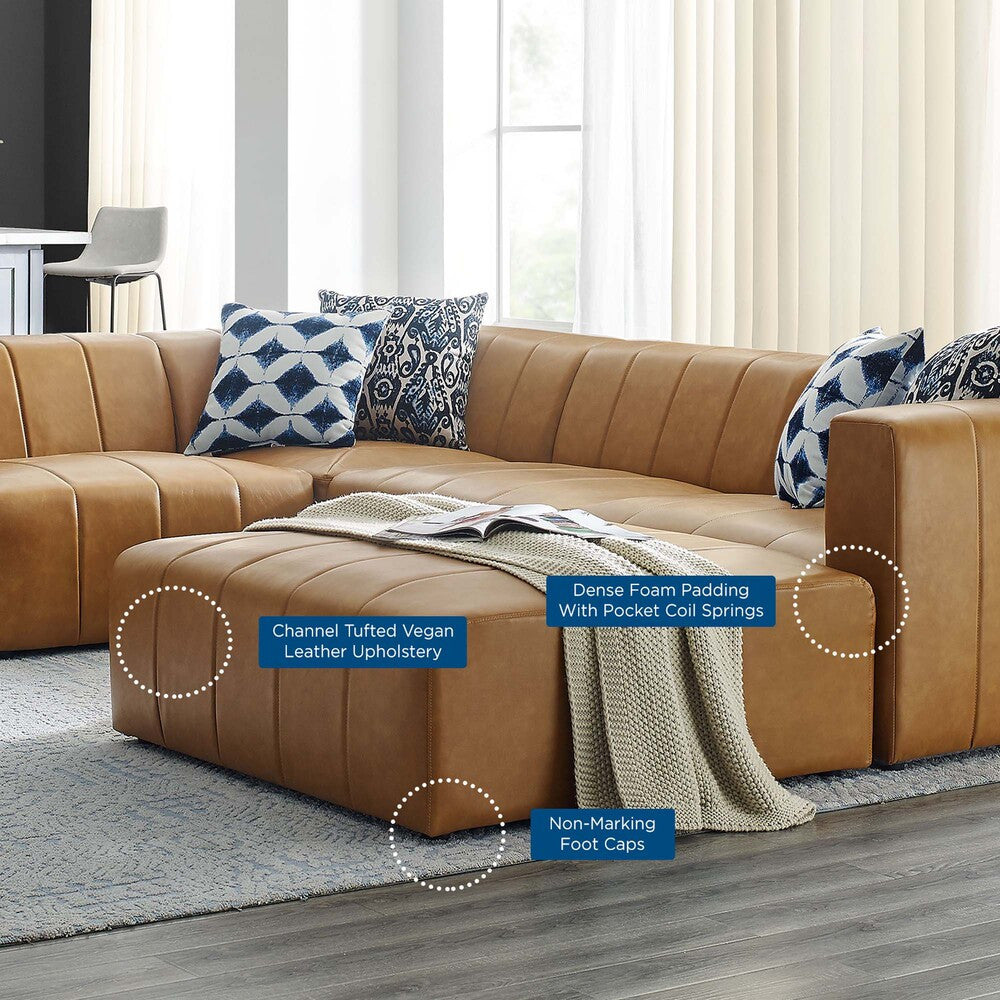 EEI-4534-TAN Bartlett 6-Piece Vegan Leather Sectional Sofa by Modway