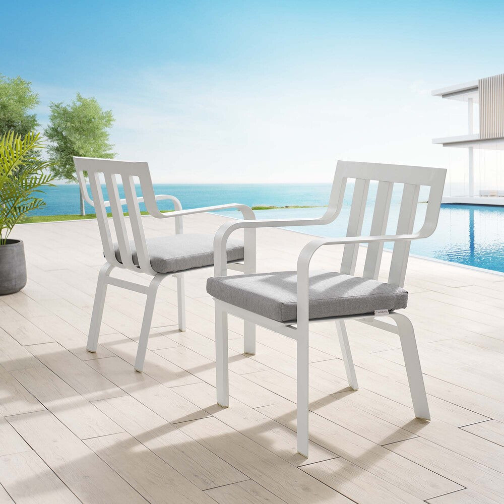 EEI-3961-WHI-GRY Baxley Outdoor Patio Aluminum Armchair Set of 2 by Modway