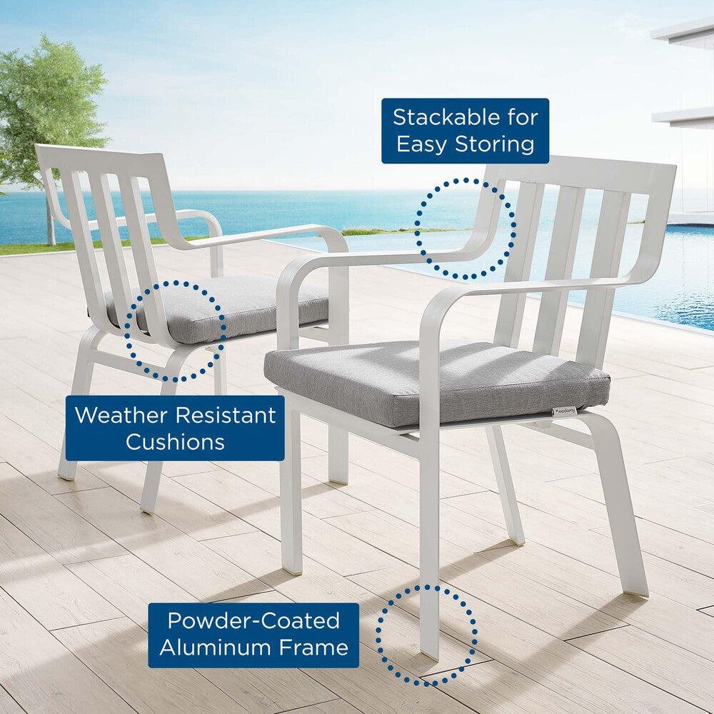 EEI-3961-WHI-GRY Baxley Outdoor Patio Aluminum Armchair Set of 2 by Modway