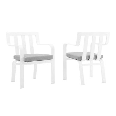Modway EEI-3961-WHI-GRY Baxley Outdoor Patio Aluminum Armchair Set of 2 White Gray