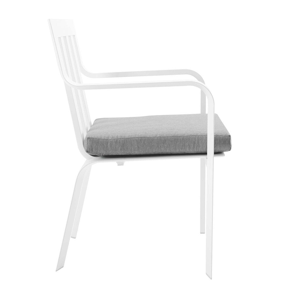 EEI-3571-WHI-GRY Baxley Stackable Outdoor Patio Aluminum Dining Armchair by Modway