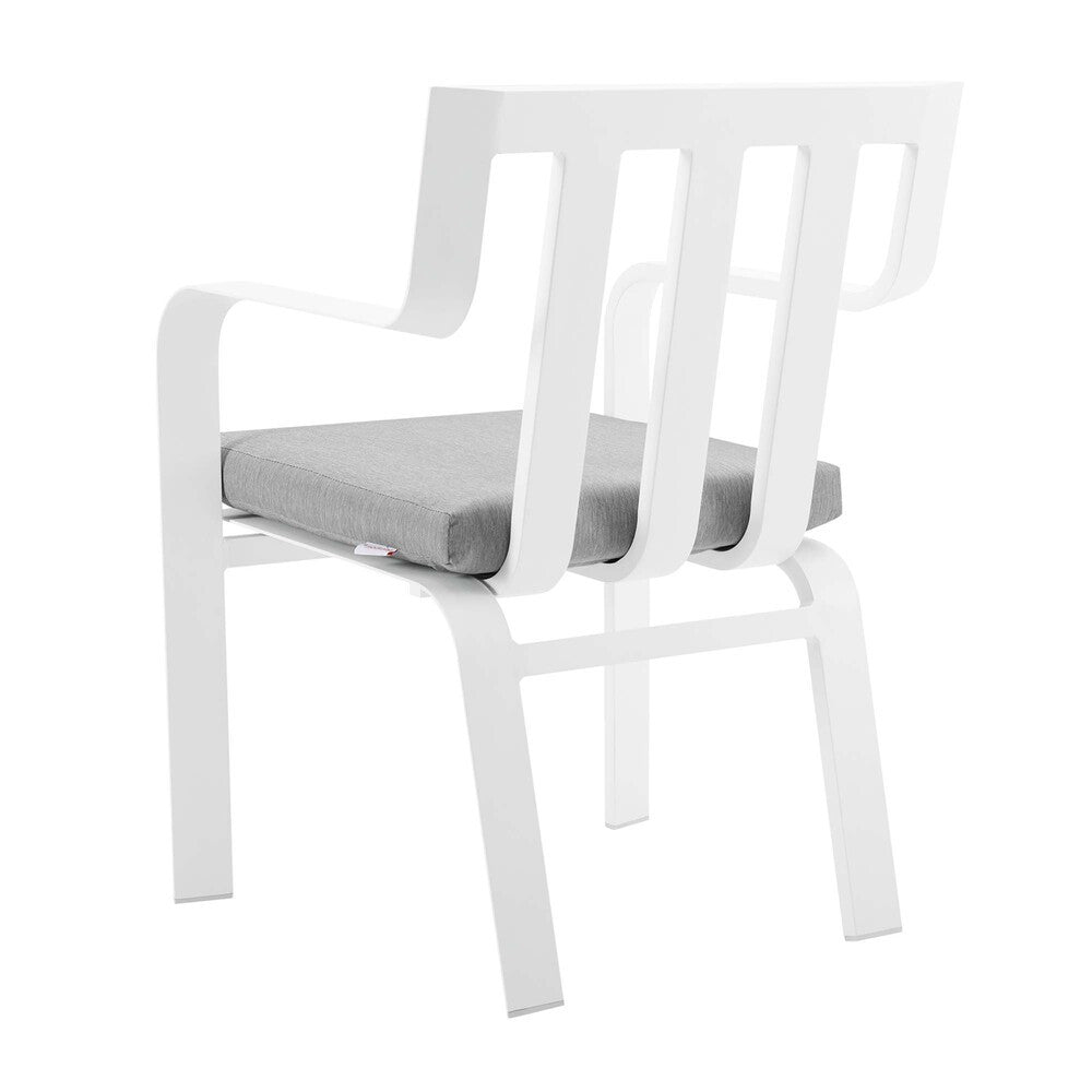 EEI-3571-WHI-GRY Baxley Stackable Outdoor Patio Aluminum Dining Armchair by Modway