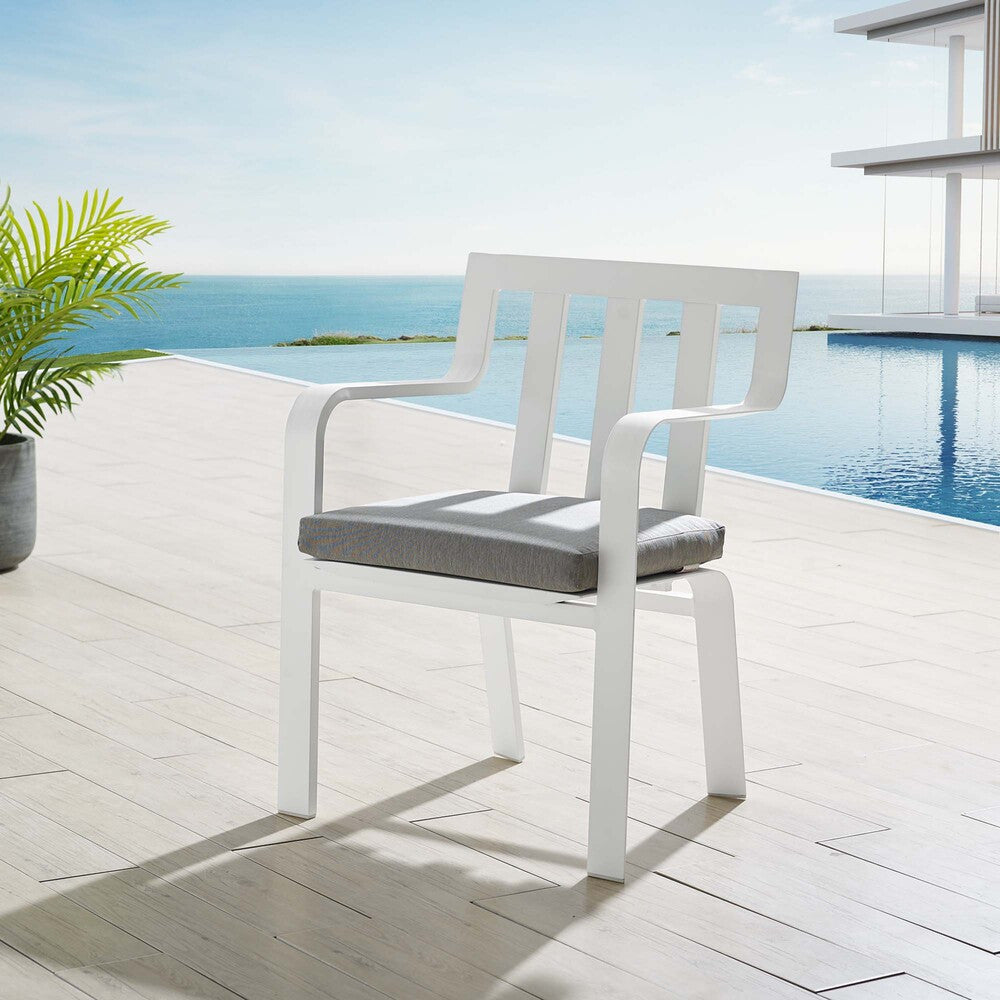 EEI-3571-WHI-GRY Baxley Stackable Outdoor Patio Aluminum Dining Armchair by Modway