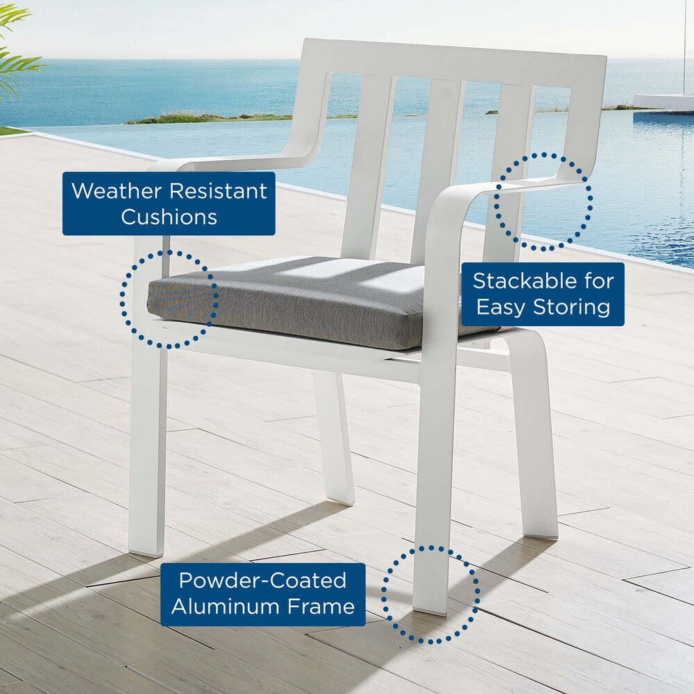 EEI-3571-WHI-GRY Baxley Stackable Outdoor Patio Aluminum Dining Armchair by Modway