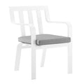 Modway EEI-3571-WHI-GRY Baxley Stackable Outdoor Patio Aluminum Dining Armchair White Gray