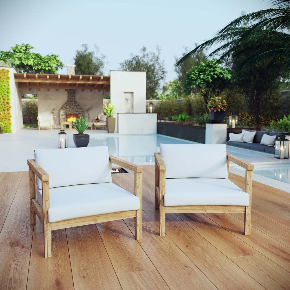 EEI-3108-NAT-WHI-SET Bayport 2 Piece Outdoor Patio Teak Set by Modway