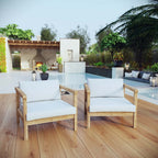 EEI-3108-NAT-WHI-SET Bayport 2 Piece Outdoor Patio Teak Set by Modway