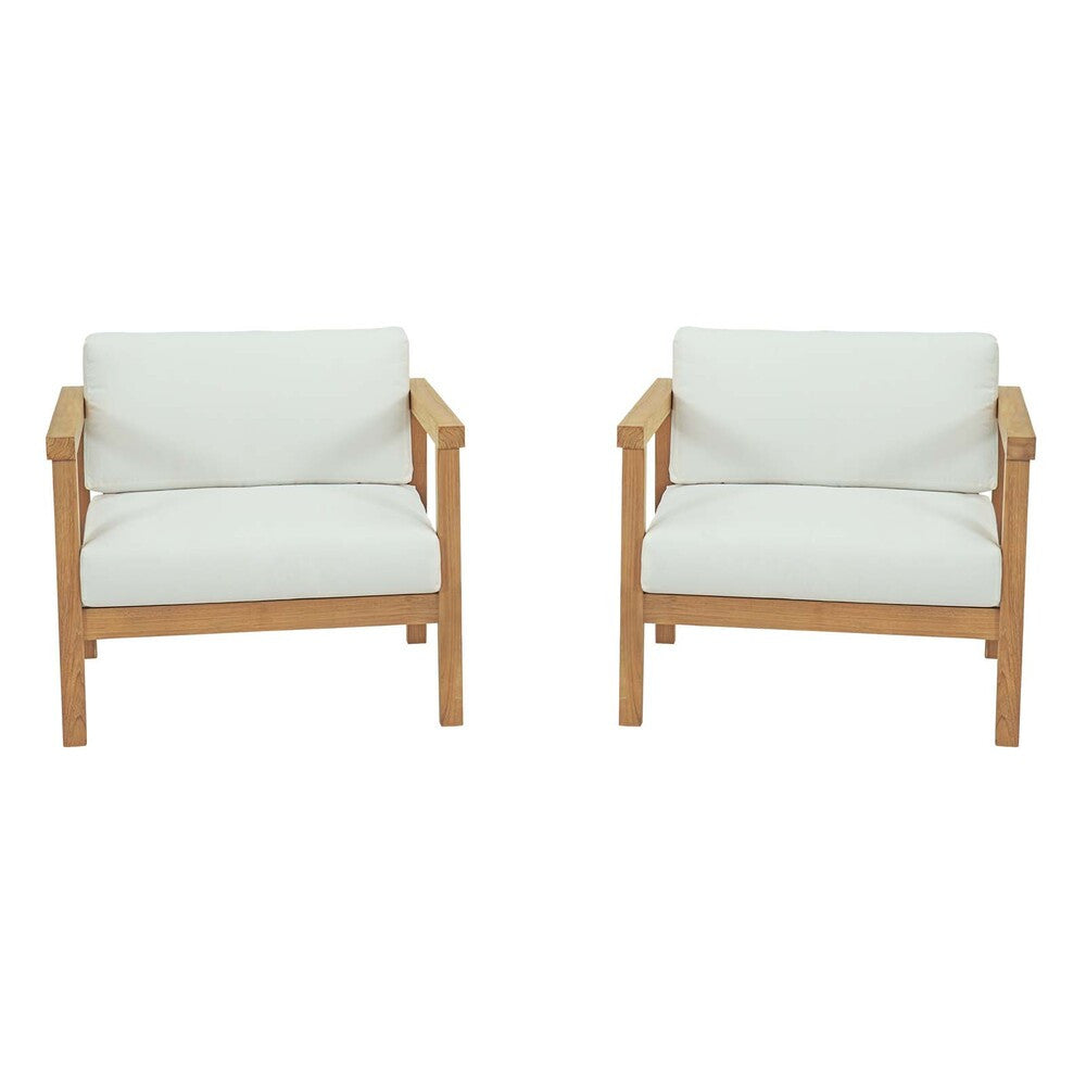 EEI-3108-NAT-WHI-SET Bayport 2 Piece Outdoor Patio Teak Set by Modway