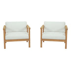 Modway EEI-3108-NAT-WHI-SET Bayport 2 Piece Outdoor Patio Teak Set Natural White