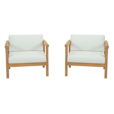 Modway EEI-3108-NAT-WHI-SET Bayport 2 Piece Outdoor Patio Teak Set Natural White