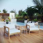EEI-3112-NAT-WHI-SET Bayport 3 Piece Outdoor Patio Teak Set by Modway