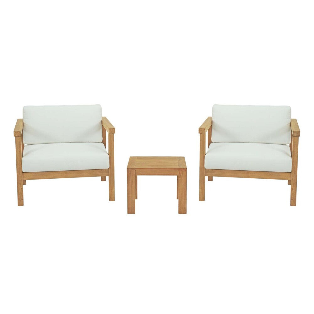 EEI-3112-NAT-WHI-SET Bayport 3 Piece Outdoor Patio Teak Set by Modway