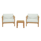 EEI-3112-NAT-WHI-SET Bayport 3 Piece Outdoor Patio Teak Set by Modway