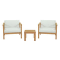 Modway EEI-3112-NAT-WHI-SET Bayport 3 Piece Outdoor Patio Teak Set Natural White