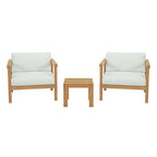Modway EEI-3112-NAT-WHI-SET Bayport 3 Piece Outdoor Patio Teak Set Natural White