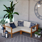 EEI-4258-NAT-WHI-SET Bayport 3-Piece Outdoor Patio Teak Wood Sectional Sofa Set by Modway