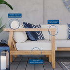 EEI-4258-NAT-WHI-SET Bayport 3-Piece Outdoor Patio Teak Wood Sectional Sofa Set by Modway