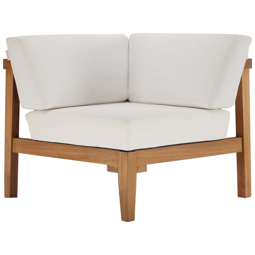 EEI-4258-NAT-WHI-SET Bayport 3-Piece Outdoor Patio Teak Wood Sectional Sofa Set by Modway