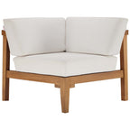 EEI-4258-NAT-WHI-SET Bayport 3-Piece Outdoor Patio Teak Wood Sectional Sofa Set by Modway