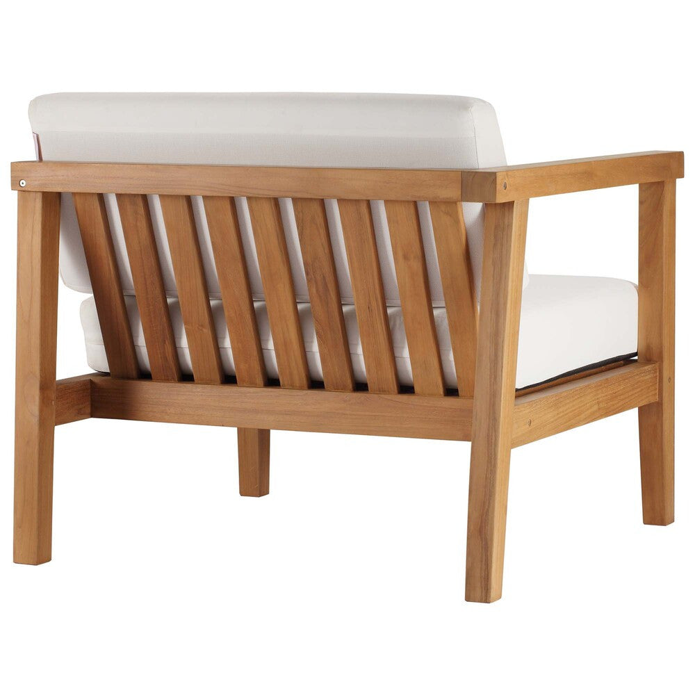 EEI-4258-NAT-WHI-SET Bayport 3-Piece Outdoor Patio Teak Wood Sectional Sofa Set by Modway