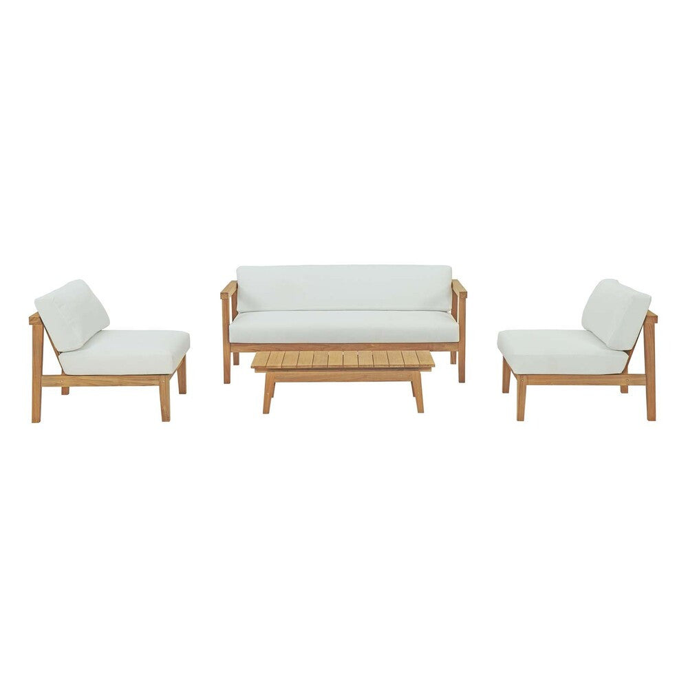 EEI-3107-NAT-WHI-SET Bayport 4 Piece Outdoor Patio Teak Set by Modway