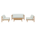 EEI-3107-NAT-WHI-SET Bayport 4 Piece Outdoor Patio Teak Set by Modway