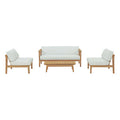 Modway EEI-3107-NAT-WHI-SET Bayport 4 Piece Outdoor Patio Teak Set Natural White