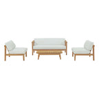 Modway EEI-3107-NAT-WHI-SET Bayport 4 Piece Outdoor Patio Teak Set Natural White