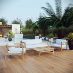 EEI-3111-NAT-WHI-SET Bayport 4 Piece Outdoor Patio Teak Set by Modway