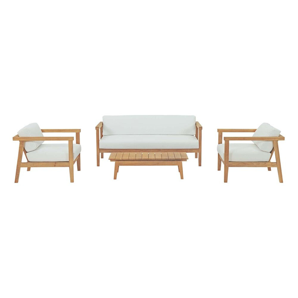 EEI-3111-NAT-WHI-SET Bayport 4 Piece Outdoor Patio Teak Set by Modway