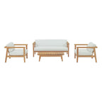 EEI-3111-NAT-WHI-SET Bayport 4 Piece Outdoor Patio Teak Set by Modway