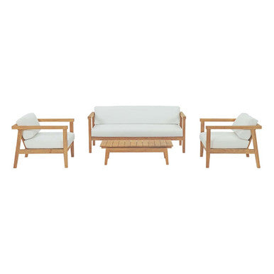 Modway EEI-3111-NAT-WHI-SET Bayport 4 Piece Outdoor Patio Teak Set Natural White