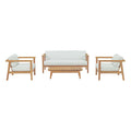Modway EEI-3111-NAT-WHI-SET Bayport 4 Piece Outdoor Patio Teak Set Natural White