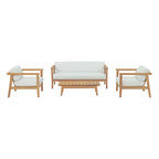 Modway EEI-3111-NAT-WHI-SET Bayport 4 Piece Outdoor Patio Teak Set Natural White