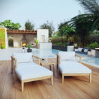EEI-3113-NAT-WHI-SET Bayport 5 Piece Outdoor Patio Teak Set by Modway