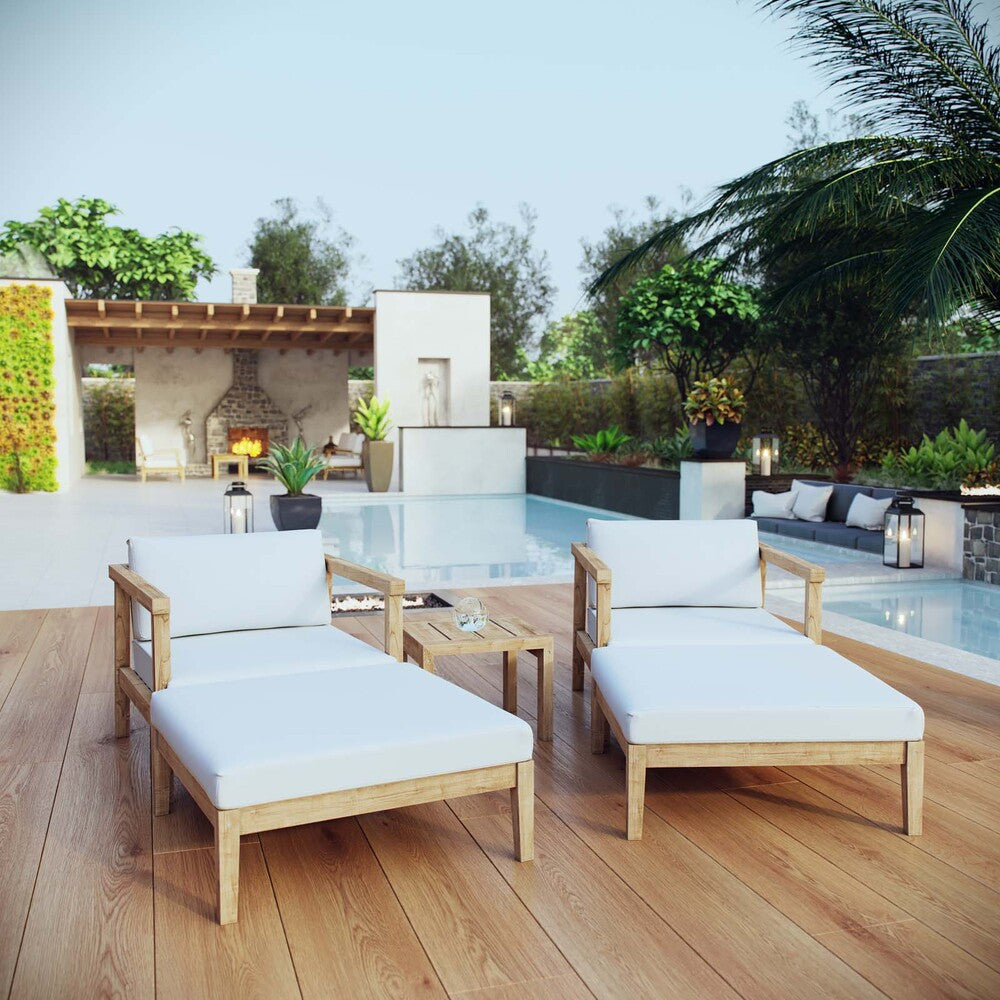 EEI-3113-NAT-WHI-SET Bayport 5 Piece Outdoor Patio Teak Set by Modway