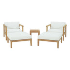 EEI-3113-NAT-WHI-SET Bayport 5 Piece Outdoor Patio Teak Set by Modway