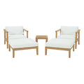 Modway EEI-3113-NAT-WHI-SET Bayport 5 Piece Outdoor Patio Teak Set Natural White