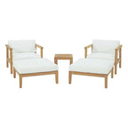 Modway EEI-3113-NAT-WHI-SET Bayport 5 Piece Outdoor Patio Teak Set Natural White