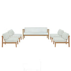EEI-5484-NAT-WHI-SET Bayport 5 Piece Outdoor Patio Teak Set by Modway