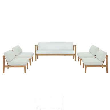 Modway EEI-5484-NAT-WHI-SET Bayport 5 Piece Outdoor Patio Teak Set Natural White