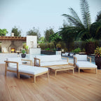 EEI-3109-NAT-WHI-SET Bayport 6 Piece Outdoor Patio Teak Set by Modway