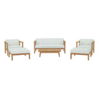 EEI-3109-NAT-WHI-SET Bayport 6 Piece Outdoor Patio Teak Set by Modway