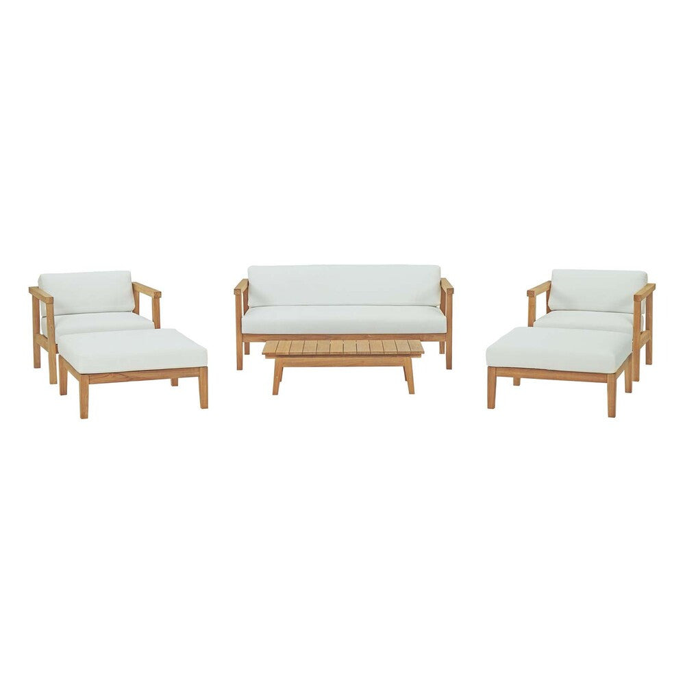 EEI-3109-NAT-WHI-SET Bayport 6 Piece Outdoor Patio Teak Set by Modway